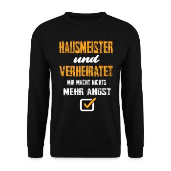 Hausmeister Und Verheiratet Mir Macht Nix Mehr - Unisex Pullover - Schwarz - Vorne - Alina (178cm) & Michal (187cm)