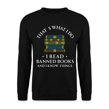 Buch Bücher Bibliothek Literatur Lesen Read Books - Unisex Pullover - Schwarz - Vorne - Alina (178cm) & Michal (187cm)