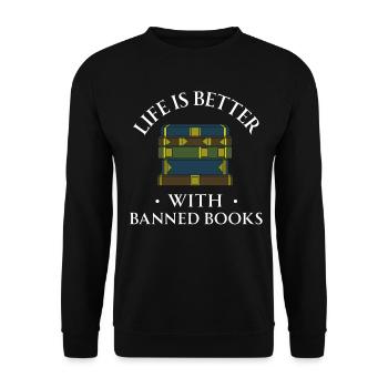 Book Books Library Reading Literature Read Books - Unisex Sweatshirt - black - Front - Alina (178cm) & Michal (187cm)