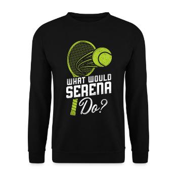 Funny Tennis Player Racket What - Unisex Sweatshirt - black - Front - Alina (178cm) & Michal (187cm)