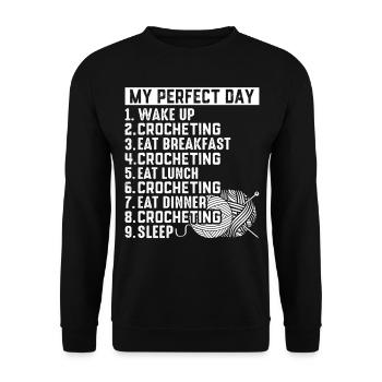 Crocheter - My Perfect Day - Crochet Day Plan - Unisex Pullover - Schwarz - Vorne - Alina (178cm) & Michal (187cm)