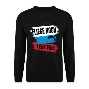 Paragliding - Fly High, Live Free - Unisex Sweatshirt - black - Front - Alina (178cm) & Michal (187cm)