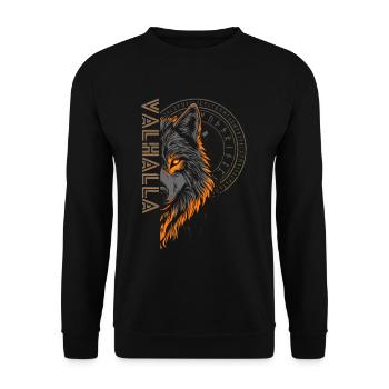 Nordische Runen Vegvisir Wolf Wikinger für Odin - Unisex Pullover - Schwarz - Vorne - Alina (178cm) & Michal (187cm)