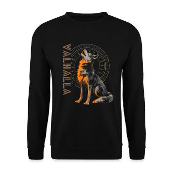 Runes: Vegvisir, Wolf, Norse Mythology, Vikings - Unisex Sweatshirt - black - Front - Alina (178cm) & Michal (187cm)