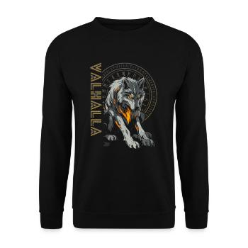 Viking Wolf Norse Compass Vegvisir Runes - Unisex Sweatshirt - black - Front - Alina (178cm) & Michal (187cm)