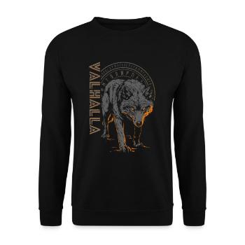 Nordische Runen Vegvisir Wolf Odins Son Wikinger - Unisex Pullover - Schwarz - Vorne - Alina (178cm) & Michal (187cm)