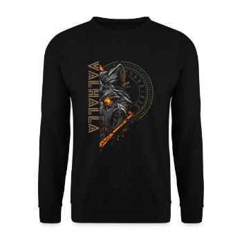 Runes, Loup, Vegvisir, Vikings, Symbolisme nordique - Sweat-shirt Unisexe - noir - Devant - Alina (178cm) & Michal (187cm)