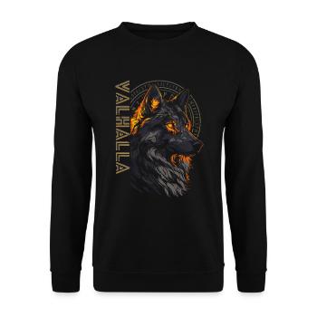 Wikinger Wolf Vegvisir Runen Symbol Walhalla - Unisex Pullover - Schwarz - Vorne - Alina (178cm) & Michal (187cm)