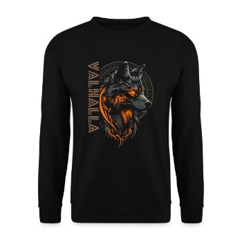 Wolf Vegvisir Runen Nordische Mythologie Walhalla - Unisex Pullover - Schwarz - Vorne - Alina (178cm) & Michal (187cm)