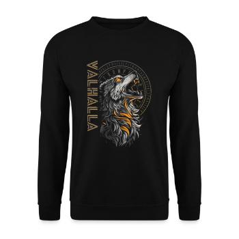 Wikinger Wolf Runen Nordische Kultur Vegvisir - Unisex Pullover - Schwarz - Vorne - Alina (178cm) & Michal (187cm)