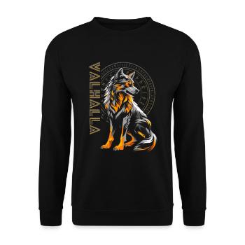 Loup Vegvisir Runes nordiques Viking Valhalla - Sweat-shirt Unisexe - noir - Devant - Alina (178cm) & Michal (187cm)
