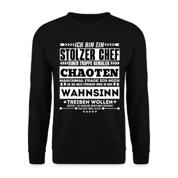 stolzer chef einer truppe genialer chaoten - Unisex Pullover - Schwarz - Vorne - Alina (178cm) & Michal (187cm)