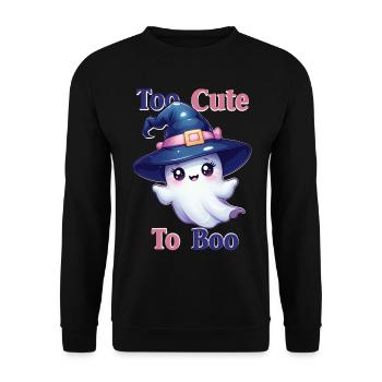 Entzückender Geist im Hexenhut – Too Cute to Boo - Unisex Pullover - Schwarz - Vorne - Alina (178cm) & Michal (187cm)