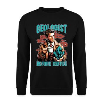 Géologue avant la collecte de roches Amateur de café - Sweat-shirt Unisexe - noir - Devant - Alina (178cm) & Michal (187cm)