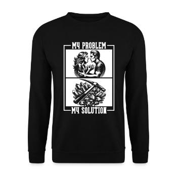 Géologue Mon problème Ma solution Pictogramme Papa Maman - Sweat-shirt Unisexe - noir - Devant - Alina (178cm) & Michal (187cm)