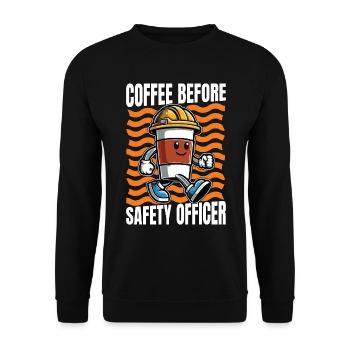 Safety Officer Coffee Safety Manager Coffee Lover - Unisex Pullover - Schwarz - Vorne - Alina (178cm) & Michal (187cm)