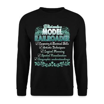 What Make A Model Railroader - Unisex Sweatshirt - black - Front - Alina (178cm) & Michal (187cm)