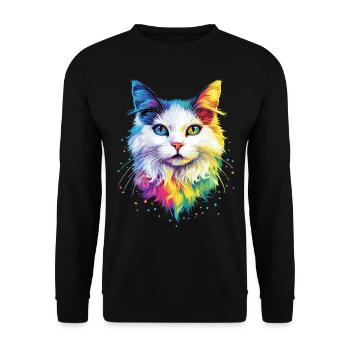 Chat Angora Blanc Chat Angora Chats Angora Mignons - Sweat-shirt Unisexe - noir - Devant - Alina (178cm) & Michal (187cm)