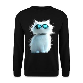 Chat Angora Blanc Chat Angora Chats Angora Mignons - Sweat-shirt Unisexe - noir - Devant - Alina (178cm) & Michal (187cm)