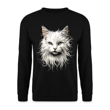Chat Angora Blanc Chat Angora Chats Angora Mignons - Sweat-shirt Unisexe - noir - Devant - Alina (178cm) & Michal (187cm)