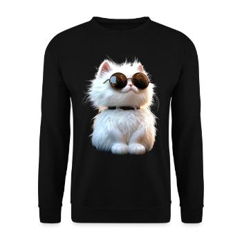 Chat Angora Blanc Chat Angora Chats Angora Mignons - Sweat-shirt Unisexe - noir - Devant - Alina (178cm) & Michal (187cm)