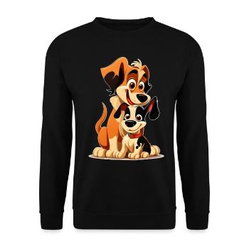 Funny dogs - happy puppy and parent duo - Unisex Sweatshirt - black - Front - Alina (178cm) & Michal (187cm)