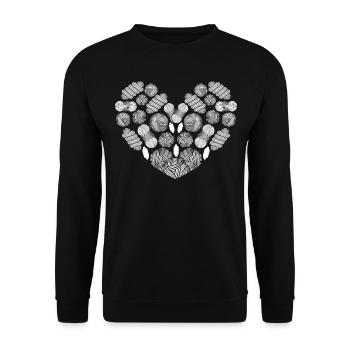 Crocheting Crochet Heart With Crochet Yarn Balls - Unisex Pullover - Schwarz - Vorne - Alina (178cm) & Michal (187cm)