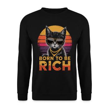 Wealth cat with sunglasses - Unisex Sweatshirt - black - Front - Alina (178cm) & Michal (187cm)