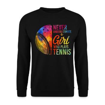 Raquette de joueur de tennis drôle - Sweat-shirt Unisexe - noir - Devant - Alina (178cm) & Michal (187cm)