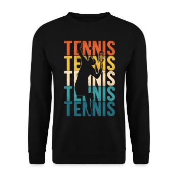 Funny Tennis Player Racket Retro - Unisex Pullover - Schwarz - Vorne - Alina (178cm) & Michal (187cm)