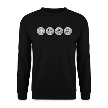 Crochet Yarn balls with funny crazy faces Yarn bal - Unisex Pullover - Schwarz - Vorne - Alina (178cm) & Michal (187cm)