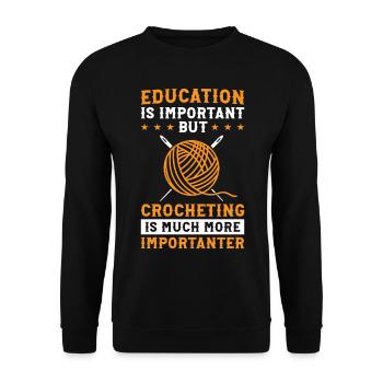 Crochet School Kids Crocheting is much more import - Unisex Pullover - Schwarz - Vorne - Alina (178cm) & Michal (187cm)
