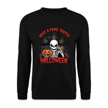 Funny Skeleton Halloween Outfit Women - Unisex Sweatshirt - black - Front - Alina (178cm) & Michal (187cm)