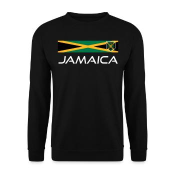 Jamaica Jamaika Rasta Raggea Rastafari Flagge - Unisex Pullover - Schwarz - Vorne - Alina (178cm) & Michal (187cm)