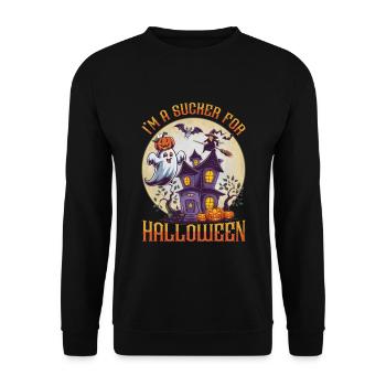 Cute Ghosts Halloween Outfit Women - Unisex Sweatshirt - black - Front - Alina (178cm) & Michal (187cm)