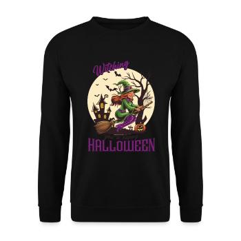 Happy Witches Halloween Outfit Women - Unisex Sweatshirt - black - Front - Alina (178cm) & Michal (187cm)