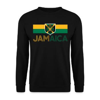 Jamaica Jamaika Rasta Raggea Rastafari Flagge - Unisex Pullover - Schwarz - Vorne - Alina (178cm) & Michal (187cm)