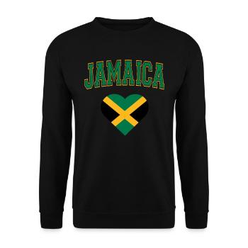 Jamaica Jamaika Rasta Raggea Rastafari Flagge - Unisex Pullover - Schwarz - Vorne - Alina (178cm) & Michal (187cm)