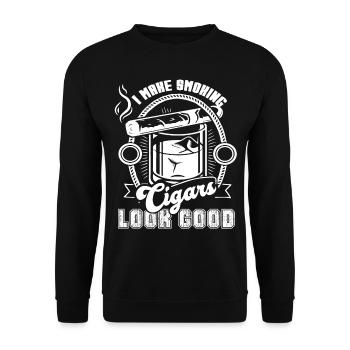 Cigar Smoking I Make Cigar Smoking Look Good - Unisex Sweatshirt - black - Front - Alina (178cm) & Michal (187cm)