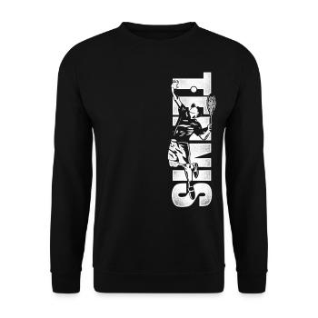 Funny Tennis Player Racket Tennis - Unisex Pullover - Schwarz - Vorne - Alina (178cm) & Michal (187cm)