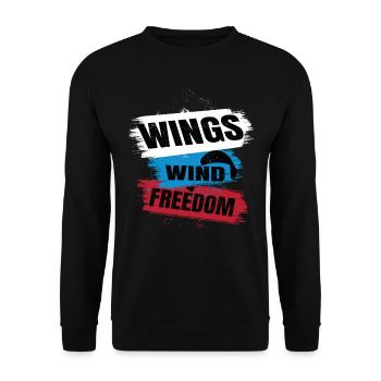 Wings Wind Freedom – Paragliding Design - Unisex Sweatshirt - black - Front - Alina (178cm) & Michal (187cm)