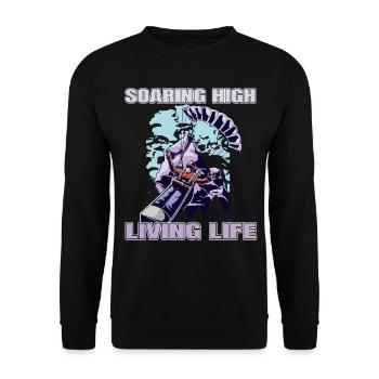 Soaring High Living Life – Paragliding Design - Unisex Pullover - Schwarz - Vorne - Alina (178cm) & Michal (187cm)