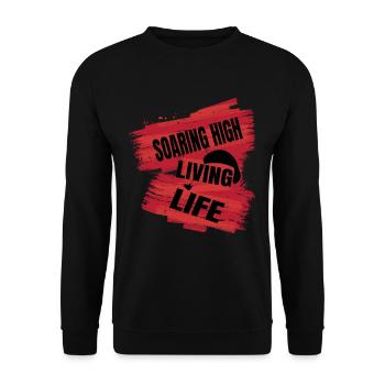 Soaring High Living Life – Paragliding Design - Unisex Pullover - Schwarz - Vorne - Alina (178cm) & Michal (187cm)