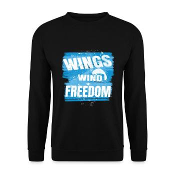 Wings Wind Freedom – Paragliding Design - Unisex Sweatshirt - black - Front - Alina (178cm) & Michal (187cm)