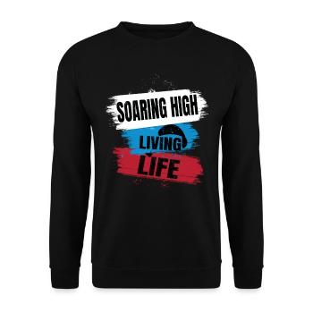 Soaring High Living Life – Paragliding Design - Unisex Pullover - Schwarz - Vorne - Alina (178cm) & Michal (187cm)