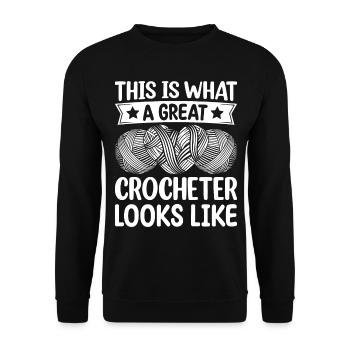 Voici à quoi ressemble un grand crocheteur - Croche - Sweat-shirt Unisexe - noir - Devant - Alina (178cm) & Michal (187cm)