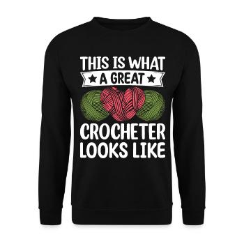 Voici à quoi ressemble un grand crocheteur - Croche - Sweat-shirt Unisexe - noir - Devant - Alina (178cm) & Michal (187cm)