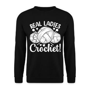Real ladies crochet - Crocheting Crochet Girls - Unisex Pullover - Schwarz - Vorne - Alina (178cm) & Michal (187cm)