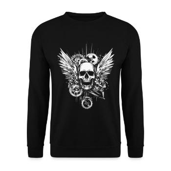 Crâne avec ailes pour motards – Gears Style - Sweat-shirt Unisexe - noir - Devant - Alina (178cm) & Michal (187cm)