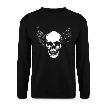 Skull with wings for bikers – Grunge Design - Unisex Sweatshirt - black - Front - Alina (178cm) & Michal (187cm)